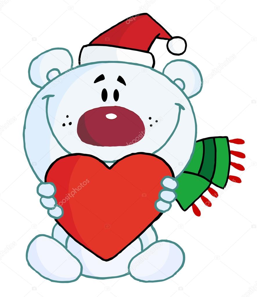885x1024 Sweet Christmas Polar Bear Holding A Heart Stock Photo Hittoon