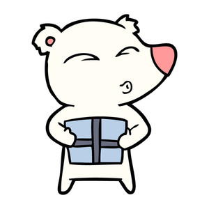 300x300 Christmas Polar Bear Cartoon Royalty Free Stock Image