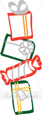 141x388 Wrapped Gift Vertical Border Christmas Present Clipart