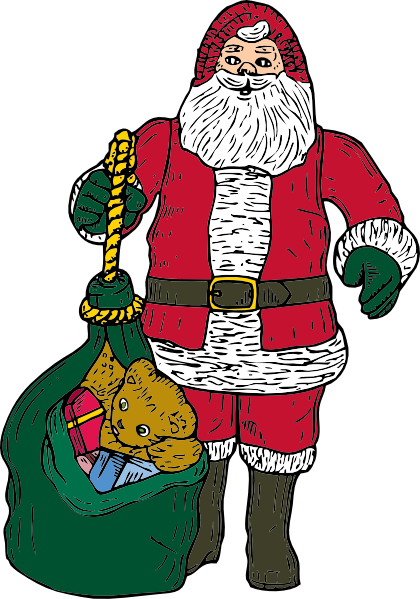 420x599 Santa Christmas Presents Clip Art