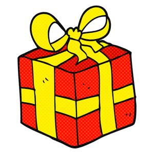 300x300 Freehand Drawn Cartoon Wrapped Present Royalty Free Stock Image