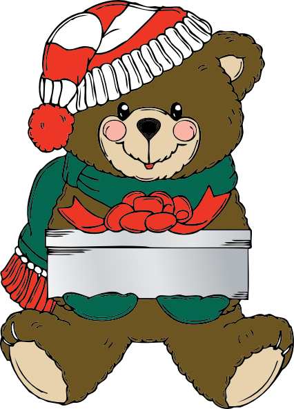426x593 Christmas Bear Wih Present Clip Art