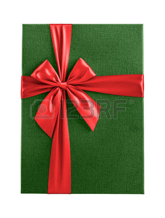 342x450 Green Christmas Present Isolated Top View Stock Photo, Picture