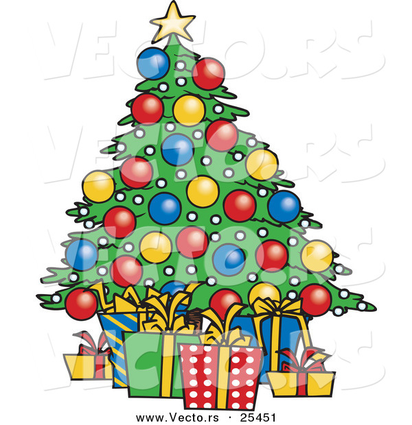 600x620 Christmas Tree With Presents Clipart