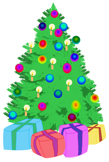 358x532 Christmas Tree With Presents And Lights Clipart