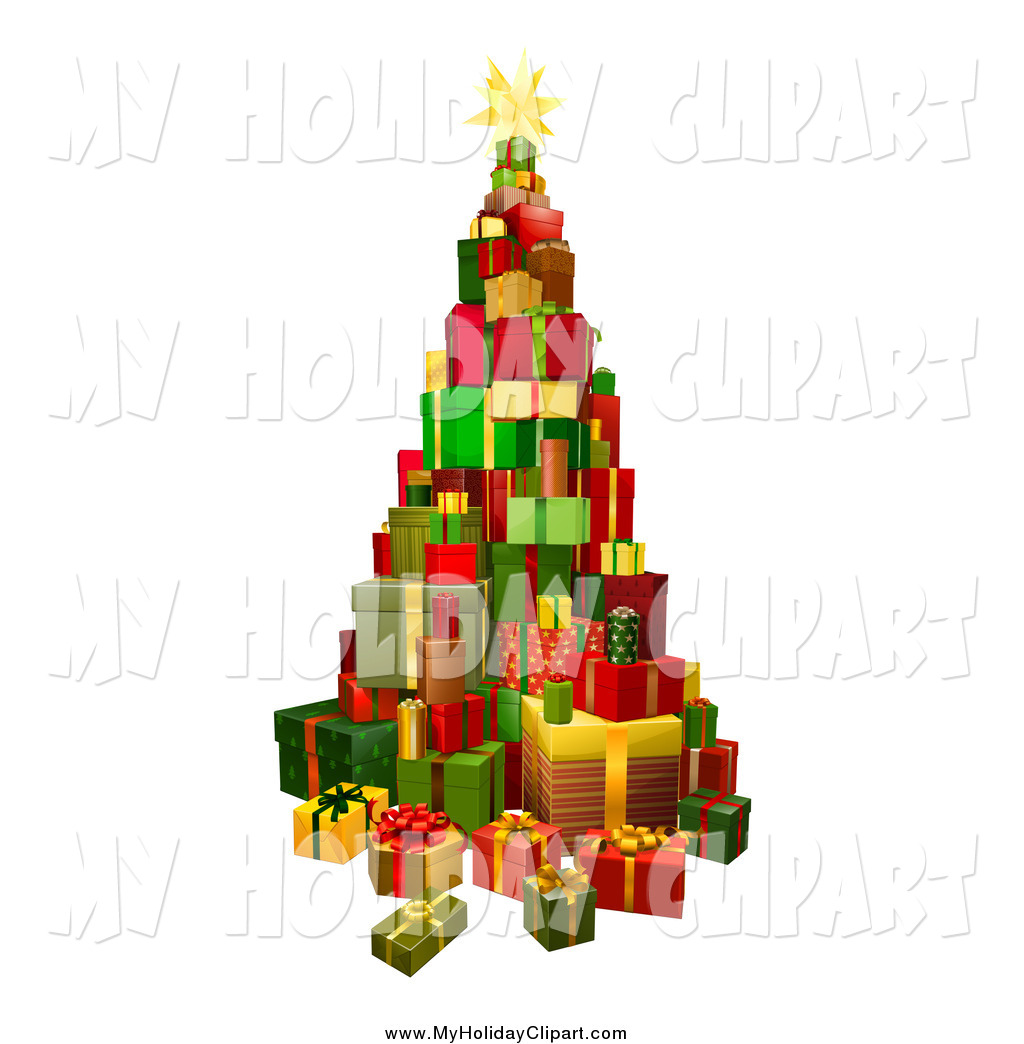 1024x1044 Clip Art Of A 3d Christmas Tree Present Tower By