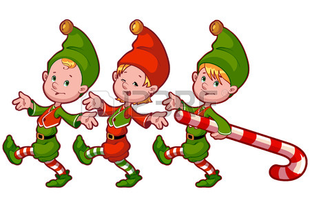 450x300 Christmas Elves With Candy. Vector Cliprt Illustration On