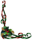 136x170 Clip Art Of Christmas Ribbons Border Holly K1279842