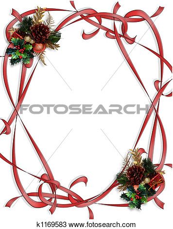356x470 Christmas Ribbon Border Clip Art