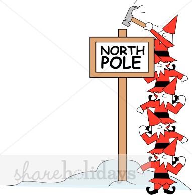 382x388 Elves Hammering North Pole Sign Elf Clipart