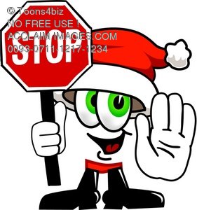 281x300 Cartoon Santa Claus Christmas Character Holding A Stop Sign