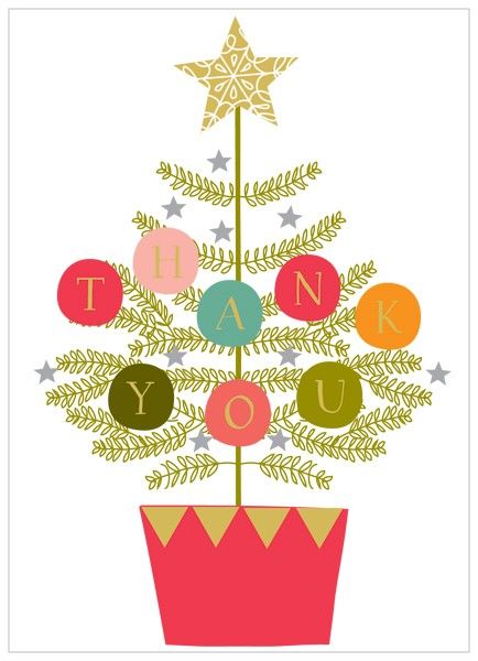 434x600 Pack Of 8 Christmas Tree Christmas Thank You Cards