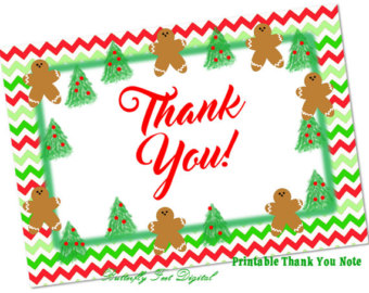 340x270 Thank You Note Card Christmas Red And Green Chevron Baby