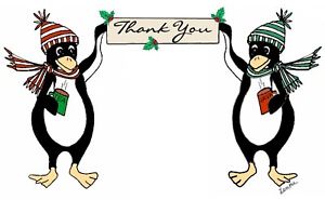 300x185 Penguin Christmas Thank You Cards Winter Scene Ebay