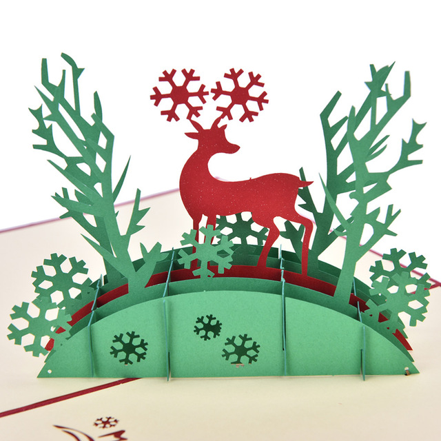 640x640 3d Pop Up Holiday Greeting Cards Deer Jesus Reindeer Christmas