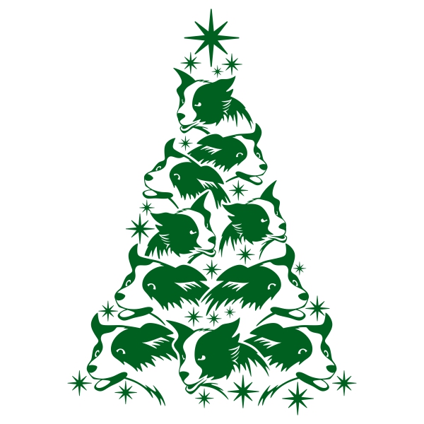 600x600 Collie Christmas Tree Cuttable Design