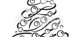 272x125 Christmas Tree Black And White Clip Art