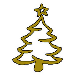 300x300 Clipart Picture Of A Gold, Outlined, Christmas Tree