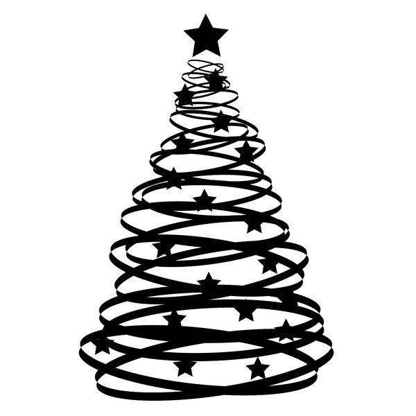 600x600 Black And White Christmas Tree Best Business Template