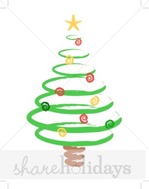307x388 Christmas Tree In Brushstroke Swirls Christmas Tree Clipart