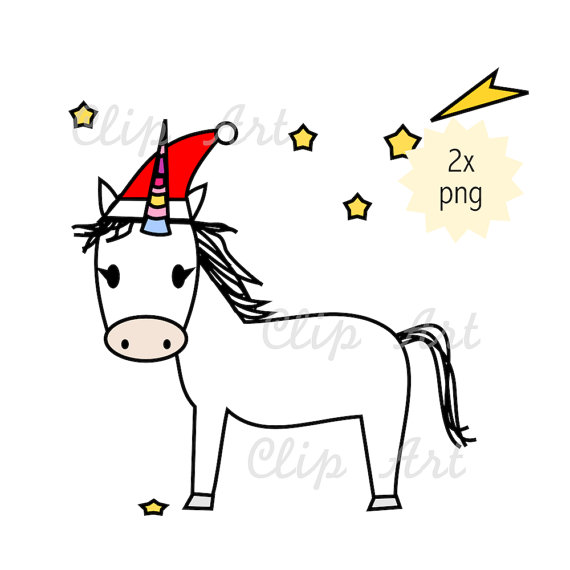 570x570 Christmas Unicorn Clip Art Instant Download Unicorn