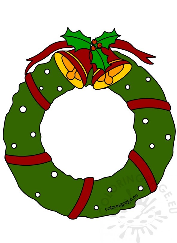 591x808 Christmas Wreath With Bells Clipart Coloring Page
