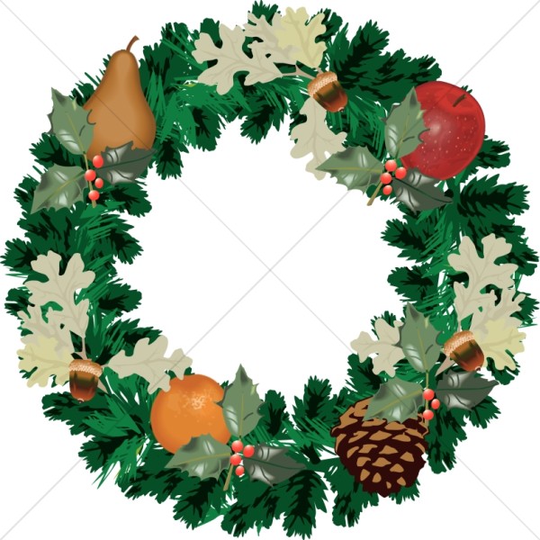 600x600 Christmas Wreath With Fall Fruit Traditional Christmas