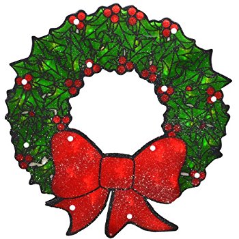 350x350 Vickerman Lighted Led Wreath With Bow Christmas Window