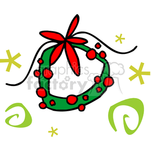300x300 Royalty Free Whimsical Christmas Wreath 143343 Vector Clip Art