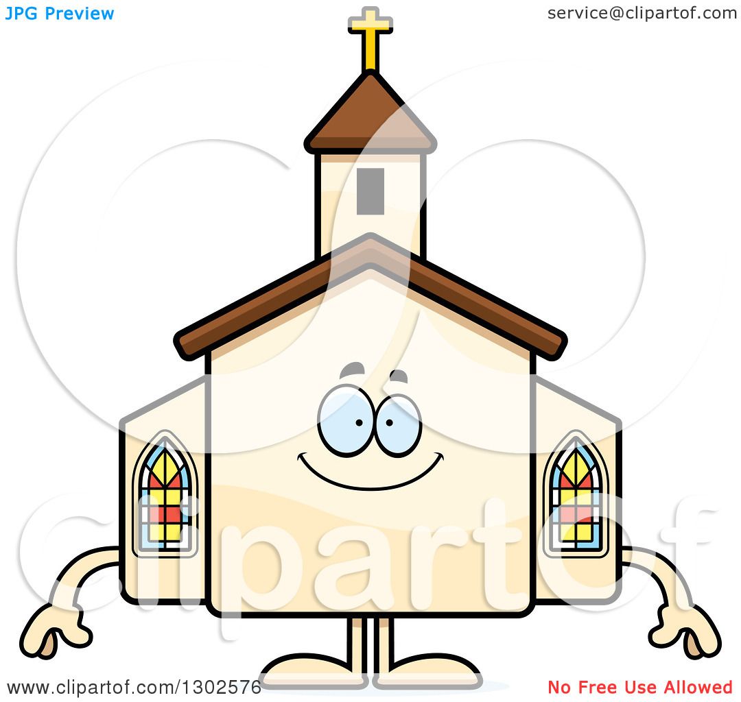 1080x1024 Clipart Of A Cartoon Happy Church Building Character Smiling