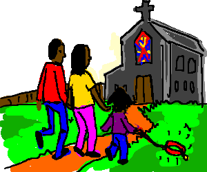 300x250 Black Family Going To Church With Imaginary Dog