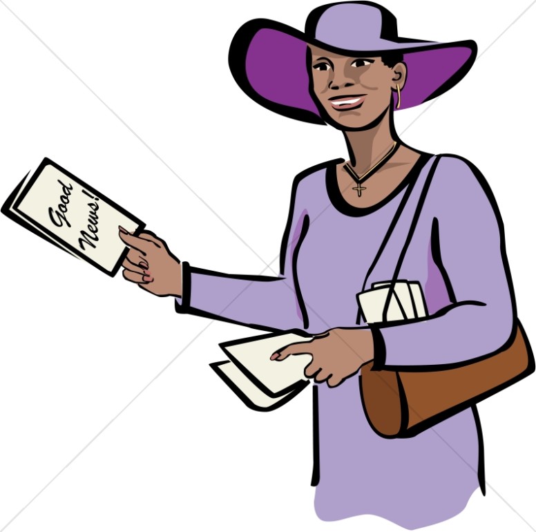 776x770 Christian Woman In Purple With Tracts Church People Clipart