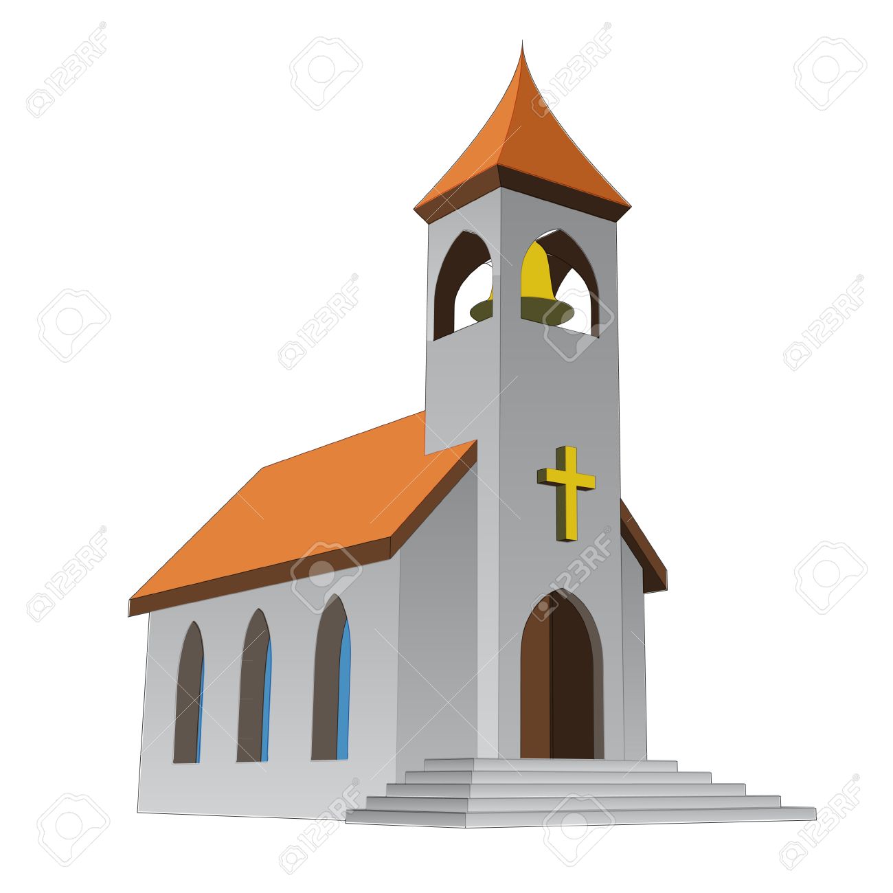 1300x1300 Rural Isolated Church For Catholics With Bell Vector Illustration