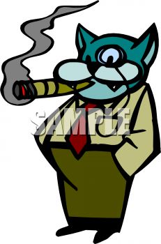 231x350 Cartoon Of A Cat Smoking A Cigar