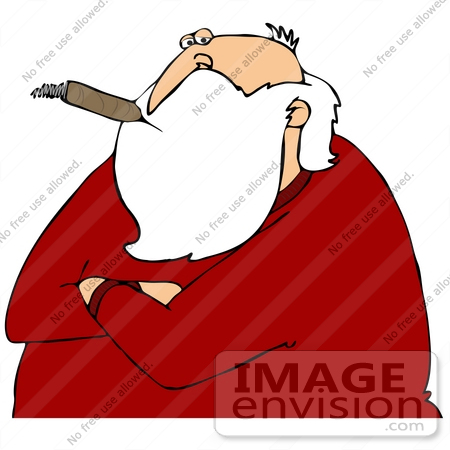 450x450 Clip Art Graphic Of Santa Looking Cynical With His Arms Crossed