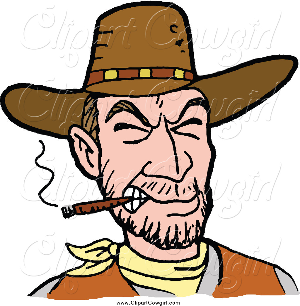 1024x1044 Clipart Of A White Cowboy Smoking A Cigar By Lafftoon