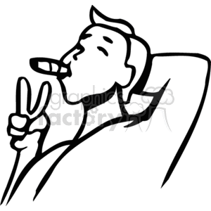 300x300 Royalty Free Black And White Man Smoking A Cigar 159529 Vector