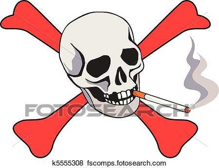 450x344 Clip Art Of Cigarette With Skull K5555308