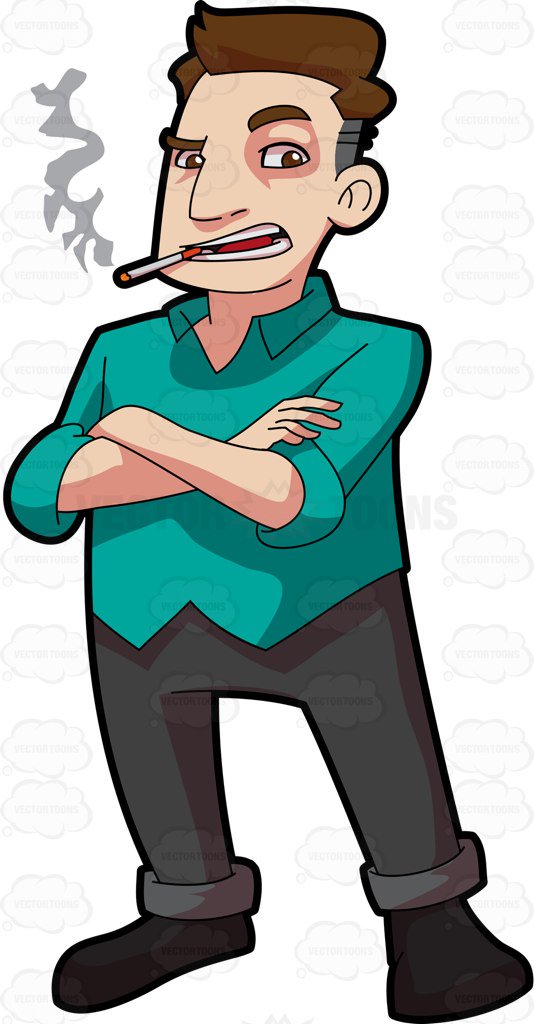 534x1024 A Hot Headed Man Smoking A Cigarette Cartoon Clipart