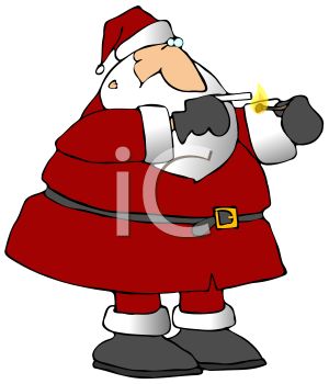 300x350 Royalty Free Clip Art Image Bad Santa Claus Lighting A Cigarette