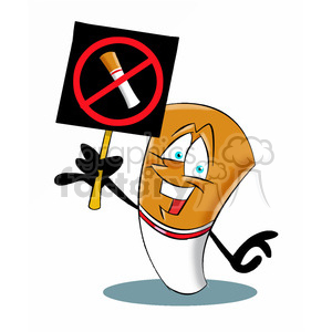 300x300 Royalty Free Cartoon Cigarette Holding No Smoking Sign 397706
