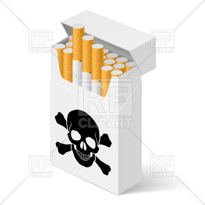 400x400 Open Pack Of Cigarettes With Black Skull Royalty Free Vector Clip