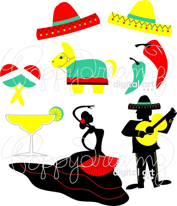 570x662 Fiesta Cinco De Mayo Digital Clip Art Pack 300 Dpi Flamenco