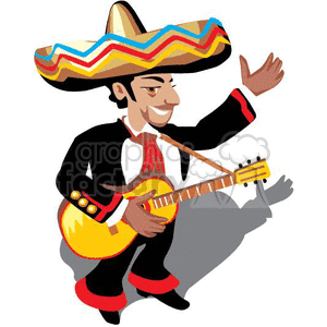 300x300 Royalty Free Mexican Man Playing The Guitar For Cinco De Mayo