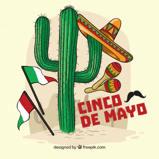 626x626 Cinco De Mayo Background With Cactus And Mexican Elements Vector
