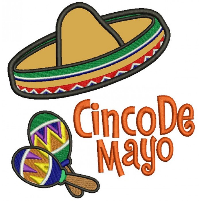 700x700 De Mayo Big Hat Applique Machine Embroidery Design Digitized Pattern