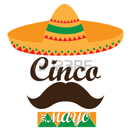 450x450 Isolated Traditional Hat And Text, Cinco De Mayo Vector