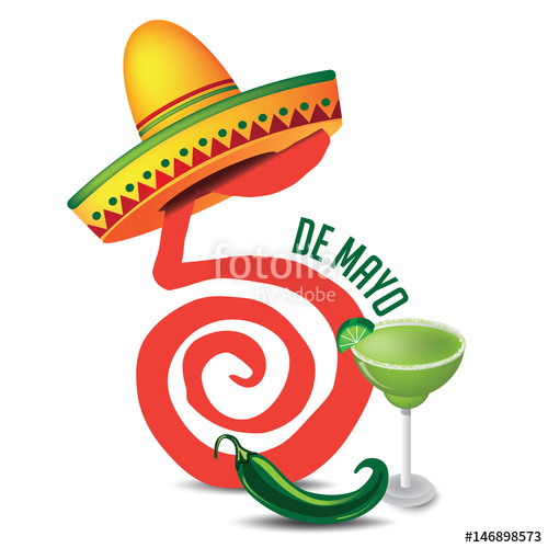 500x500 Cinco De Mayo Lettering And Sombrero For Celebration