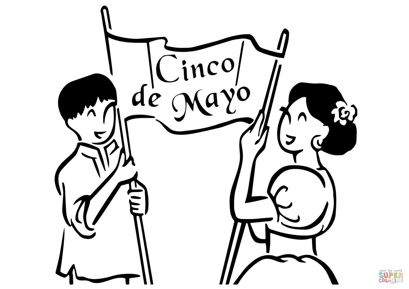 1600x1131 Cinco De Mayo Banner Coloring Page Free Printable Coloring Pages