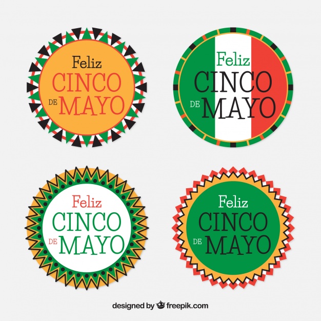 626x626 Pack Of Cinco De Mayo Round Stickers Vector Free Download